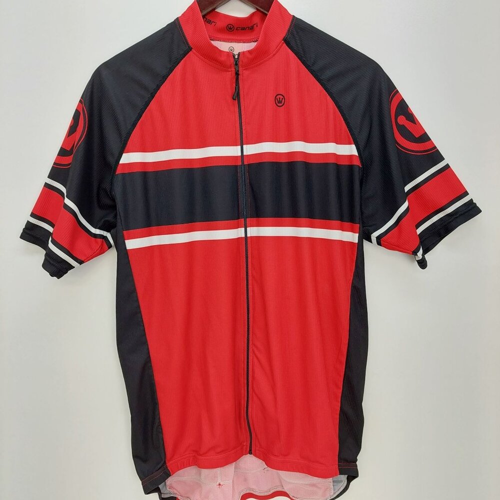 Canari Men's‎ Cycling Jersey Mens XL Red/Black Polyester 3 Pocket Back Full Zip